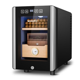 MIUGUYO Electric Cigar Humidors 16L Pro, mart Humidity & Temp Quiet Control System 2.0, Thermostatic Cabinet for 100 Counts with Spanish Cedar Drawer Shelves, Electric Freezers,Gift for Cigar Lovers