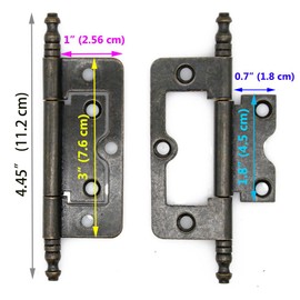 4 PCs Antique Bronze Flap Hinges with Lengthened Axis - Vintage Style Hinges for Door Wooden Chest Cabinet - Plate Length of 3" (76 mm), Large Size