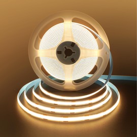 Clearhill 12V DC COB LED Strip Lights with Remote Dimmable Switch (No Power Supply),16.4FT/5M,Warm White 3000K,320LEDs/M,8mm Width,Not Waterproof IP20,for DIY Home Indoor Decoration