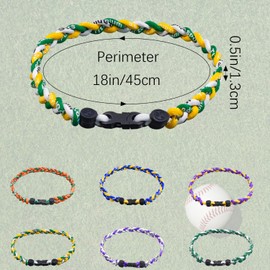 VIEKIER 6 Pieces Titanium Baseball Necklaces Three Braided Rope Tornado Necklace Sports Necklace for Men