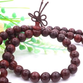 HDmirrorR 108 Natural Sandalwood Beads Necklace/Bracelet Chain Rosary 8mm-Beads Tibetan Buddhist Buddha Mala Chinese Knot Elastic Man Woman