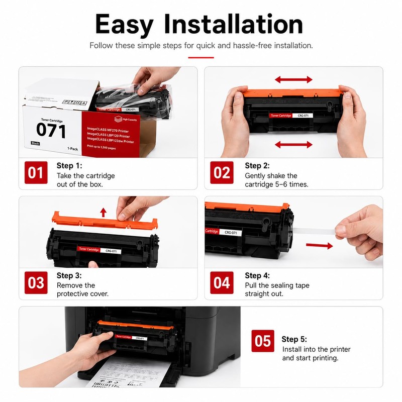 071 High-Yield Black Toner Cartridge 1-Pack Replacement for Canon 071
