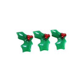 ccHuDE 100 Pcs Plastic Christmas Holly Leaves Craft Berry Leaves Cute Leaves Charms Small Holly Berry Embellishments for Decoration
