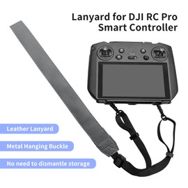 CQT PU Leather Neck Strap Adjustable Lanyard with Neck Strap Aluminum Bracket for DJI Mavic 3 Pro Cine Air 2S 2 Mini 3 Pro Mavic 2 Remote Controller (Lanyard for DJI RC Pro/Smart Controller)