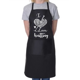 Print4U I love Knitting Apron Funny Novelty Baking Crafting Cooking Apron Black