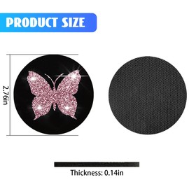 BESULEN Butterfly Car Coasters, 2 Pack Universal 2.75 Inch Anti Slip Insert Cup Holder Coasters, Bling Diamond Drink Cup Mug Mat Pad for Women, Pretty Decorations Car Interior Accessories