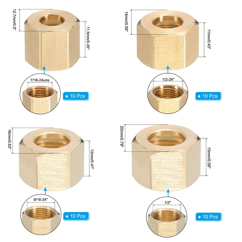 PATIKIL 120 Pcs Brass Compression Fittings Assortment Kit, 1/4" 5/16"