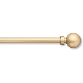 MODE Simplicity Collection 5/8" Diameter Curtain Rod Set with Modern Ball Curtain Rod Finials (Brushed Gold, Fits 36” to 72” Windows)