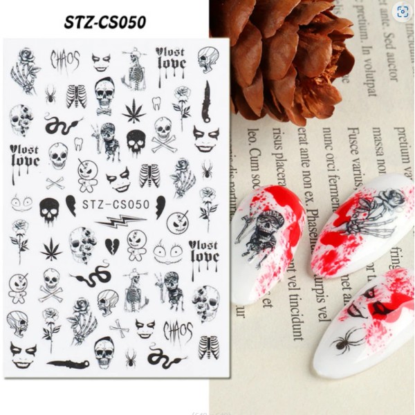 Unbranded 3D Skull Ghost Spider Web Skeleton Pattern Nail Art