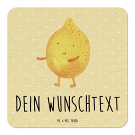 Mr. & Mrs. Panda Personalisierter Bierdeckel Beste Freunde Zitrone 100er Set - Personalisierte Geschenke, Tiermotive, Gute Laune, Tiere, lustige