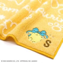 Towel Museum Sanrio Big Ribbon Pom Pom Pudding, Towel Handkerchief, YS, Yellow, Initial S, 28-2030072, Approx. 9.8 x 9.8 inches (25 x 25 cm)