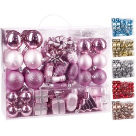 Brubaker 77-piece set Christmas tree decorations with baubles, stars, boots, pine cones, packages - plastic