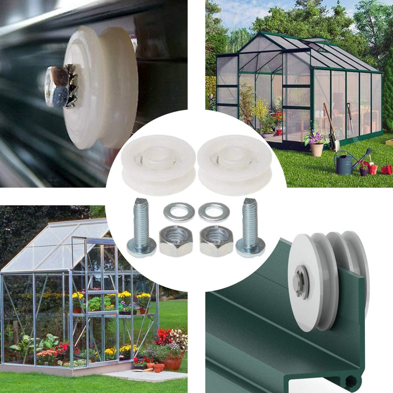 SPARES2GO Greenhouse Sliding Door Wheel Roller Kit (2 x 28mm