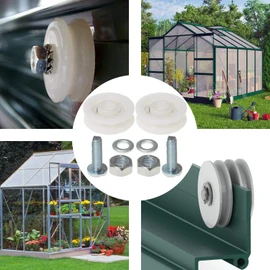 SPARES2GO Greenhouse Sliding Door Wheel Roller Kit (2 x 28mm Nylon Wheels)