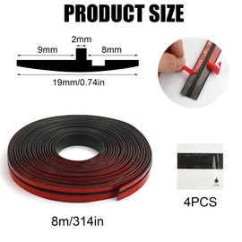 8 m Soundproof Sealing Strip for Cars, 19 mm Rubber Sealing Strips, Car Door Seal Strips, Car Seal for Windscreens, Sunroofs, Doors of Cars