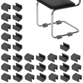 PATIKIL 32pcs U Chair Leg Caps, 14mm U Shaped Chair Leg Floor Protectors Chair Foot Rectangle Tips Covers Pads Slide Smoothly for Hardwood Floors, Black