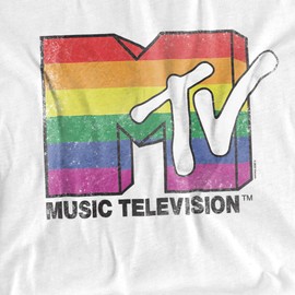 MTV Rainbow Pride Logo Unisex Adult T Shirt (6X-Large) White