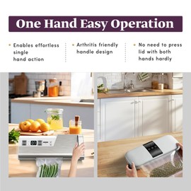 Mesliese Vacuum Sealer Machine, 95kPa 140W Double Seal Powerful Food Sealer, One Hand Operation Food Storage with Build-in Cutter & Roll Storage, ETL Tested (White)