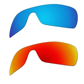 EZReplace Lenses Replacement for Oakley Batwolf OO9101 Sunglasses (Polarized Lenses) - Fits Oakley Batwolf Frame (Ice Blue+Fire Red)