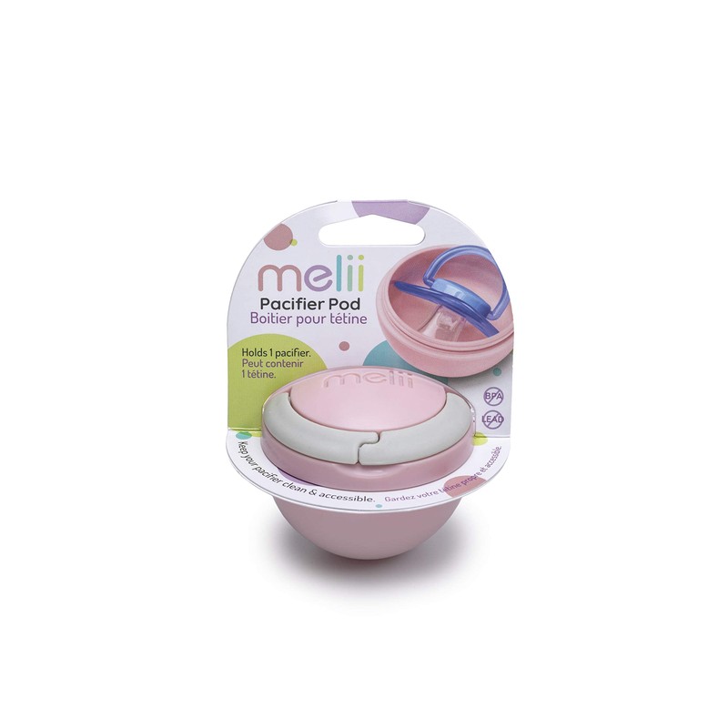 melii Pacifier Pod – Grey & Pink Pacifier Storage Container