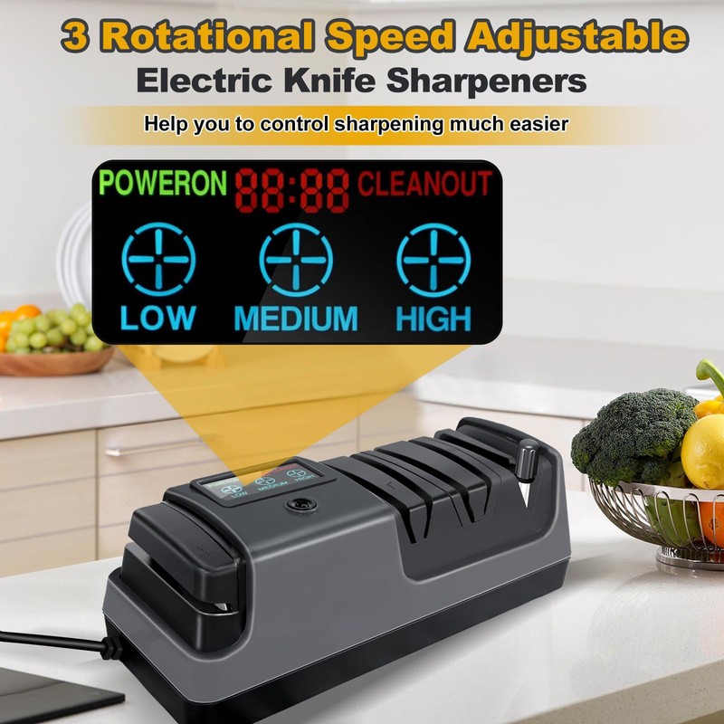 Electric Knife Sharpener, 5 in 1 Multifunctional 3-Speed Variable Professional