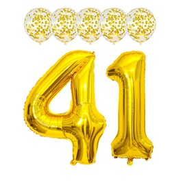 Gold 41 Foil Balloons 40" Jumbo Foil Balloons Confetti Balloons for 41th Birthday Wedding Anniversary Party Decorations