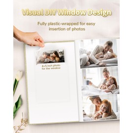 Photo Album 4x6 with 300 Pockets,Slip-in Picture Albums,Linen Cover Memory Book with Front Window,White Page Vertical Photo Book for Wedding,Family,Anniversare,Baby,Vacation