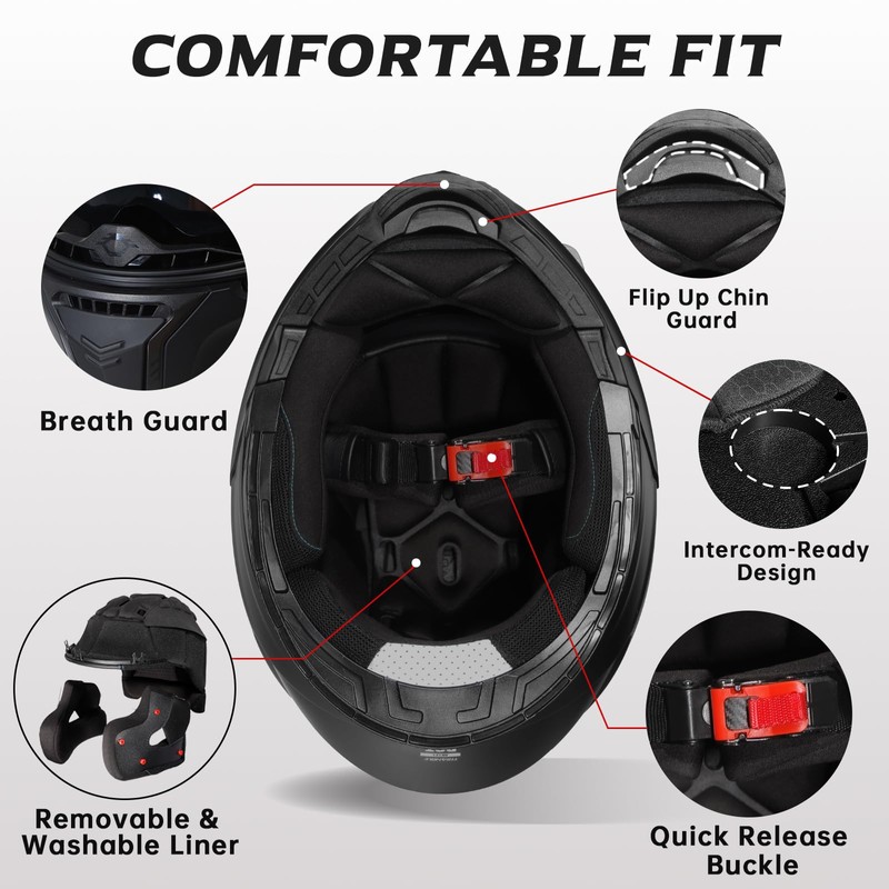 TRIANGLE Modular Motorcycle Helmets for Men Flip Up Full Face