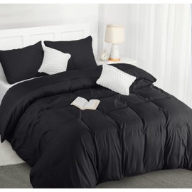 Utopia Bedding Duvet Cover Double with Pillow cases - Soft Microfibre Polyester - Bedding Quilt Cover Set (Black)