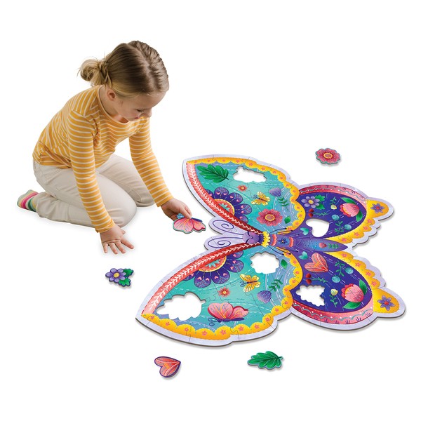 Peaceable Kingdom Shimmery Butterfly Floor Puzzle – 53-Piece Giant Floor