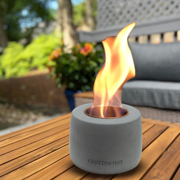 Mavalzy Tabletop Fire Pit, Mini Portable Tabletop Rubbing Alcohol Fireplace Table Top Fire Pit Bowl Long Burning Smokeless Indoor Outdoor Mini Fireplace with Extinguisher Gray