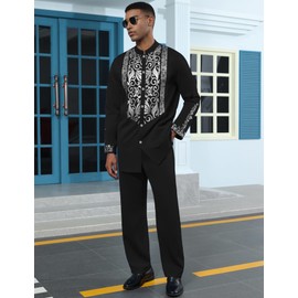 ZSJR African Traditional Clothes Male African 2 Piece Suit Blue African Dashiki for Men White and Gold Formal Men Arabian Suits for Men Afrilisco White African Suit for Men African Mens Suit