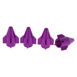 HEROFFIX 4 Pcs Mini Rocket Style Tire Valve Stem Caps Decorative Tyre Valve Dust Covers 7x22mm Purple Aluminum Alloy