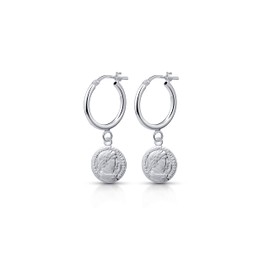 Amberta Women's Creole Earrings Dangle Earrings 925 Sterling Silver, Sterling Silver