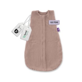 TRÄUMELAND – Baby Summer Sleeping Bag in Chestnut 0.5 TOG, Lightweight, Breathable Muslin Sleeping Bag for Warm Summer Nights, Oeko-Tex 100 Certified, Non-Toxic & Skin-Friendly