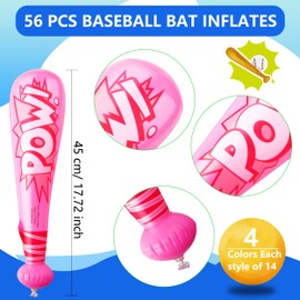 Sonarun 56 Pack Inflatable Baseball Bats 20 Inch Inflatable Toy Bat Blow Up Baseball Bat Inflates for Birthday Swimming Pool Carnival Party Favors