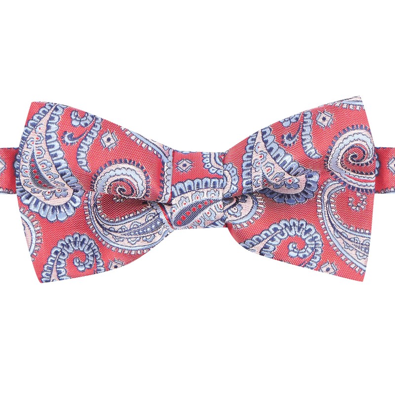 King & Priory Red with Blue Paisley Bow Tie