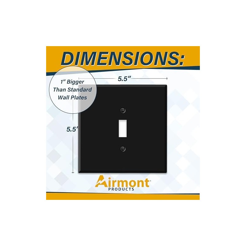 Jumbo 2-Gang Toggle Switch Plate Cover – Oversized 5.5"x5.5" Centered