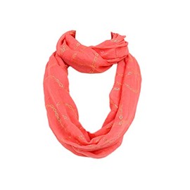 TrendsBlue Premium Chains Design Infinity Loop Fashion Scarf, Coral