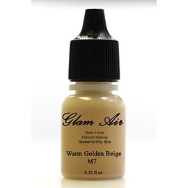 Airbrush Makeup Foundation Matte Finish M7 Warm Golden Beige Water-based Makeup Long Lasting All Day Without Smearing Running, Fading or Caking 0.25 Oz Bottle By Glam Air by Glamair