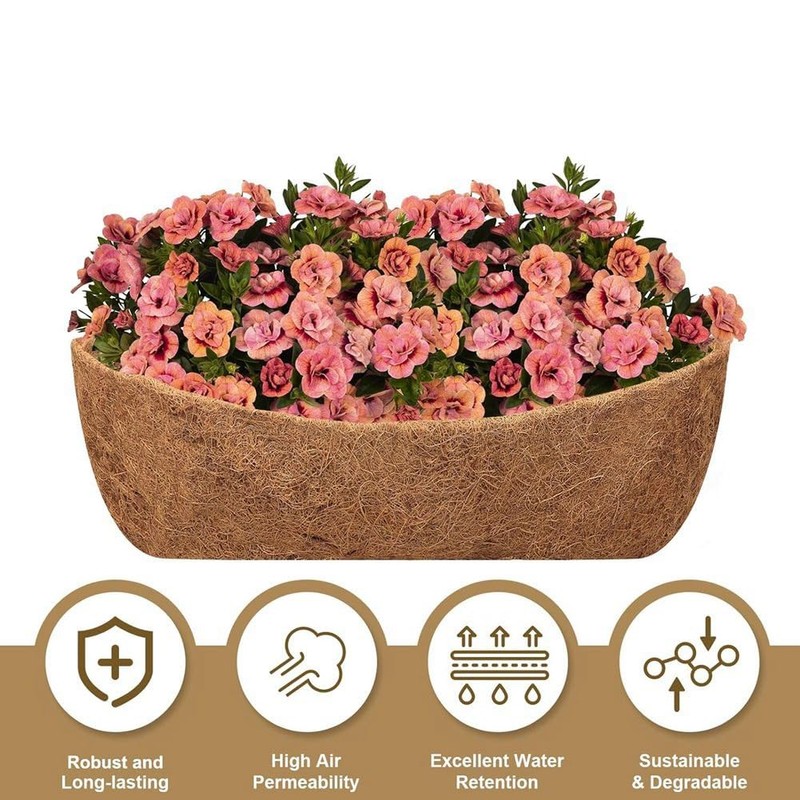 IMCCZONY 4 Pack 24 Inch Trough Coconut Liners, Natural Coconut