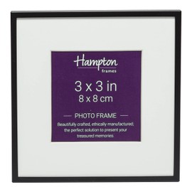 Hampton Frames MADRID Narrow Profile Photo Frame with Bevel Mount Matt Black Square 3x3 (8x8cm) M138B33