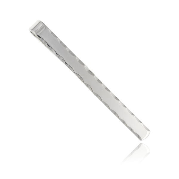 MENS 5MM Diamond Cut Edge Necktie Tie Clip Bar Slide