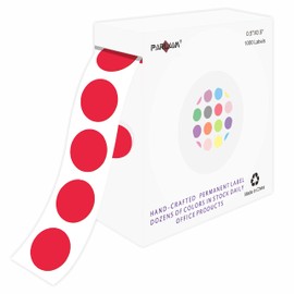 PARLAIM 1/2" Round Color Coding Labels, 1000 Circle Dot Stickers in Plastic Dispenser Box, 0.5 inch Diameter, Red