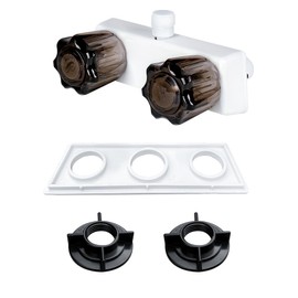 4" RV Shower Faucet, Dual-Handle Camper Faucet Mixing Valve Diverter with Acrylic Knobs, Shower Head Valve Replacement Parts for Outdoor and Inside Bathroom Accessories (White)