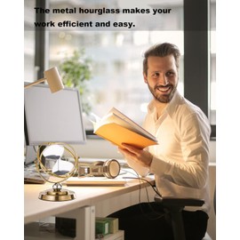 CNCJ 60 Minute Hourglass Timer: Large Brass Black Sand Clock,Vintage Rotating Sand Watch 60 Min,Antique Reloj De Arena, Metal Unity One Hourglass Sandglass for Gifts, Home, Desk, Office Decor