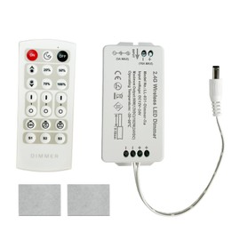 Litever LED Dimmer with Remote, DC12V/DC24V, for Litever Under Cabinet LED Lights LL-008, LL-013, LL-024, LL-025, LL-027, LL-030 or other Single Color LED Lights. Memory Function. Easy to use.