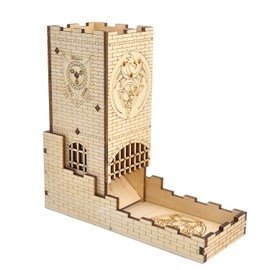 CZYY Castle Dice Tower with Tray Wood Laser Cut Dragon Carving Easy Roller Perfect for Board Game, D&D and RPG (Castle)