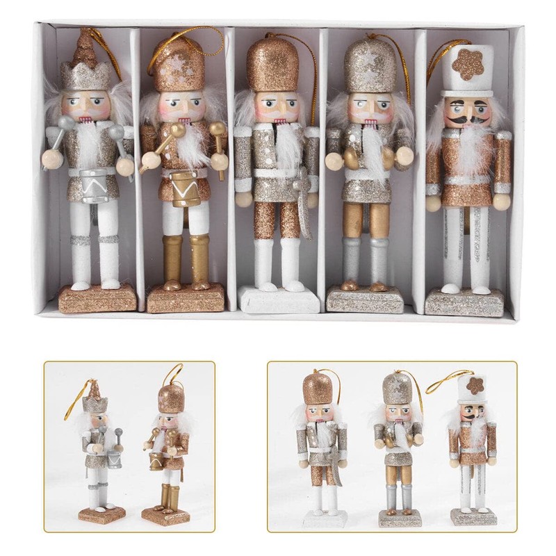 VALICLUD Wooden Christmas Nutcracker Figures Ornaments Xmas Holiday Tree Decorations