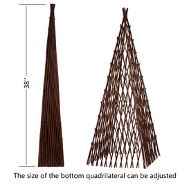 Expandable Teepee Wicker Plant Trellis,Obelisk Trellis for Climbing Plant Outdoor, Wicker Trellises for Plants Flower Self Standing Expandable Pyramid Trellis for Plant Protection and Plant Climbing
